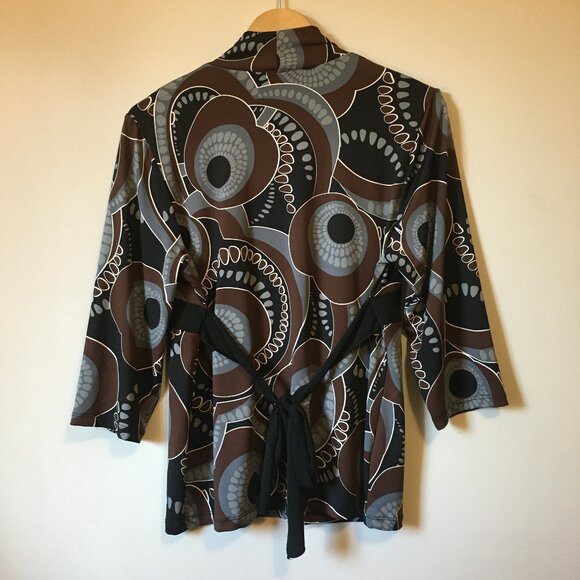 Y2K Carol Rose Retro 70s Groovy Tie Up Wrap Top Made in USA - Picture 2 of 16